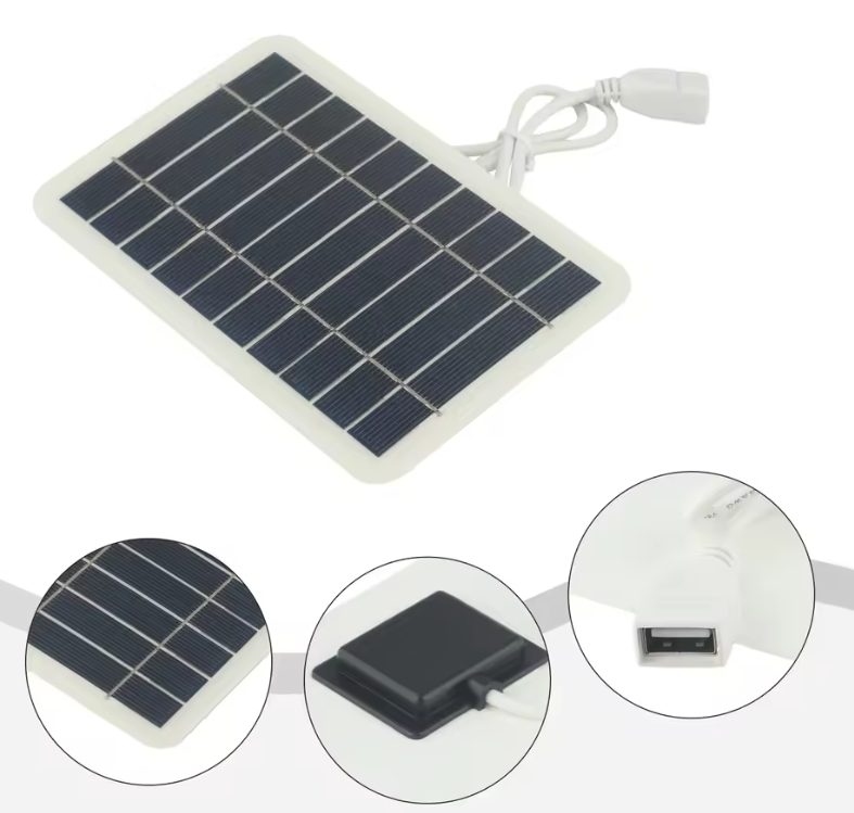 Panel Solar Portátil 5V 5W con Estabilizador de Carga USB - Cargador Solar para Exteriores